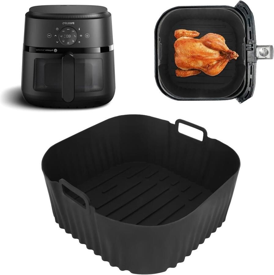 Allecto Plus Silicone bakvorm voor heteluchtfriteuse Accessoires voor Philips Airfryer 2000 Serie 6.2L NA230 00 Siliconen inzetstuk Bakvorm accessoires Koken Keukenhulpjes