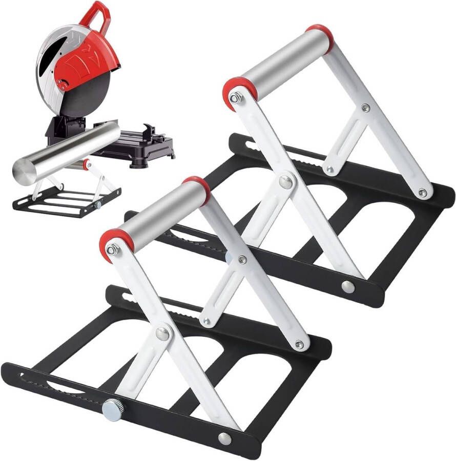 Allecto Plus Verstelbaar steunframe voor snijmachines 2 stuks Opvouwbaar Zaag en snijmachine accessoires Tafelstandaard Verstelbaar en compact