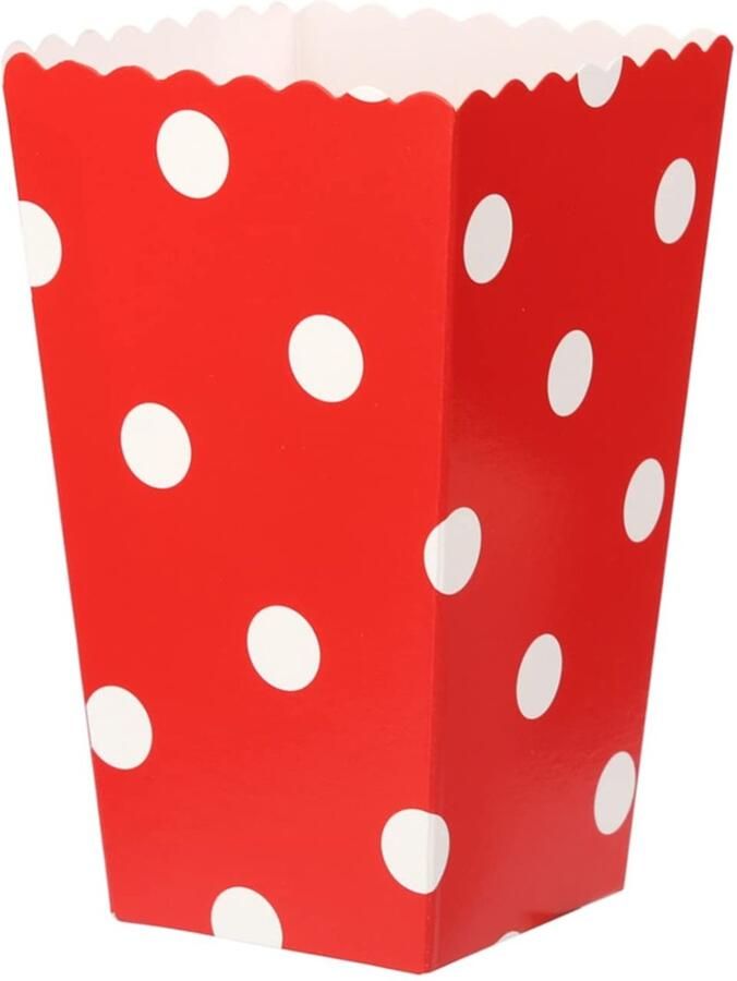 Allecto Popcorn Dozen Rode Strepen Ideaal voor Feesten 26 Stuks Perfect voor Thuisbioscoop Papieren Zakjes Voor Popcorn en Snacks
