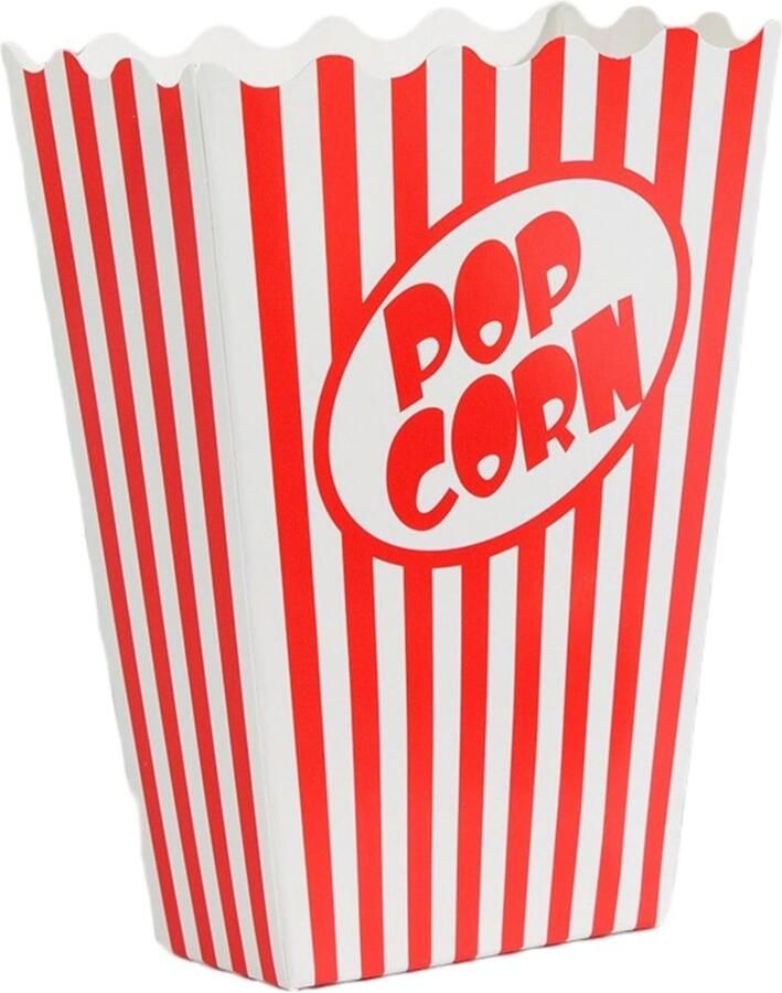 Allecto Popcorn Tassen Verpakkingen met 35 Popcorn Tassen Grote Snackdozen Rood en Witte Strepen Ideaal voor Filmavond Geschikt voor Ki