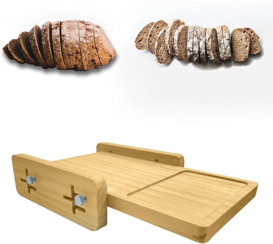 Allecto Premium Houten Broodsnijder met Verstelbare Breedte voor Precieze Sneden Keukenontbijt en Bakkerij Thuis Inclusief Mesgeleider
