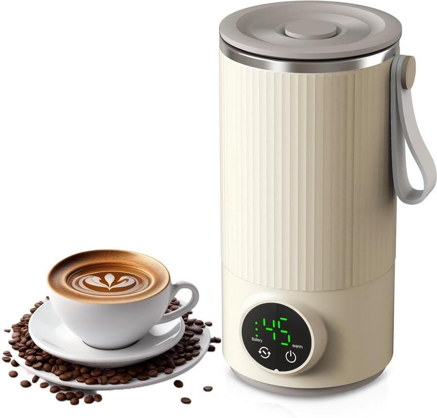 Allecto Reisketel USB Elektrische Ketel Draagbaar 400 ml RVS Waterkoker Inclusief Oplaadbare Batterij Geschikt voor Kamperen Zilver