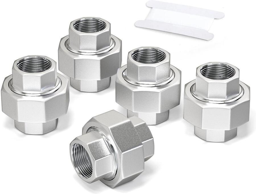 Dailygoody Roestvrij staal 304 Vrouwelijke pijpverbinding Duurzaam en sterk Zilver Schroefdraadadapter voor water en gas Geschikt voo