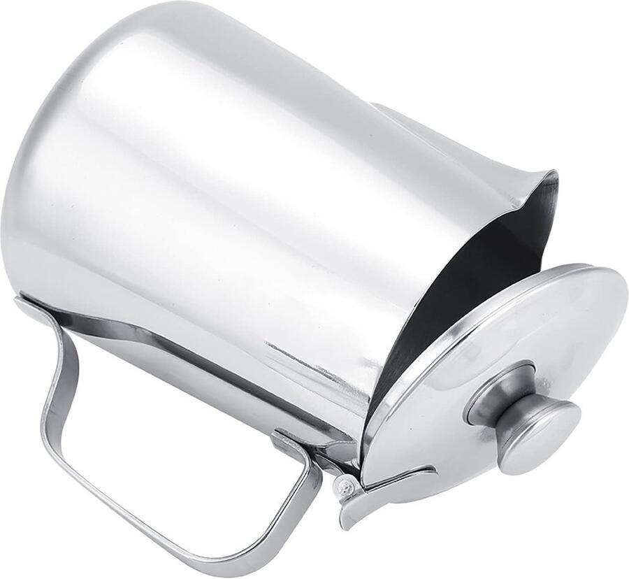 Allecto Roestvrijstalen Melkopschuimer Melkopschuimkan 600ml Druppelloze tuit Ergonomische handgreep Koffie accessoires Geschikt voor L