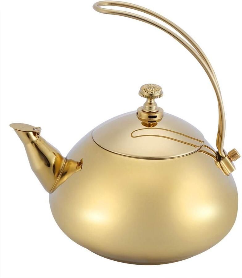 Allecto RVS Waterkoker Theepot Inductie Snel Waterkoken Verwijderbare Handgreep Goud Waterkoker 1.5L Geschikt voor Inductie Gouden