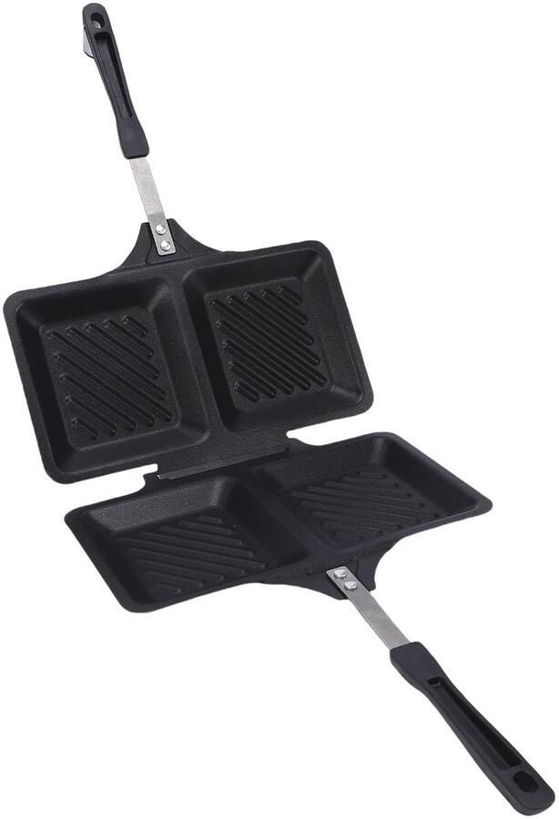 Allecto Sandwichpers panini-maker Antiaanbaklaag Vierkant design Thuiskeuken Zwart Dubbelzijdige pan Ijzer Geschikt voor thuisgebru