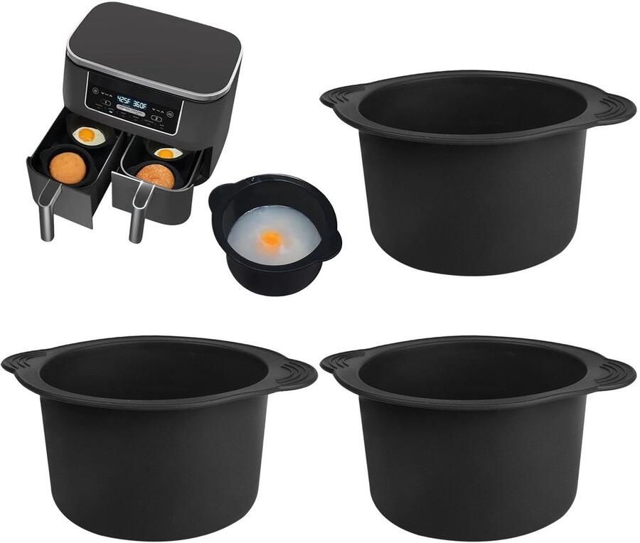Allecto Silicone Mallen voor Airfryer Perfect voor Eieren 3-delige set Geschikt voor Airfryers Ondersteunt gezond koken Ideaal