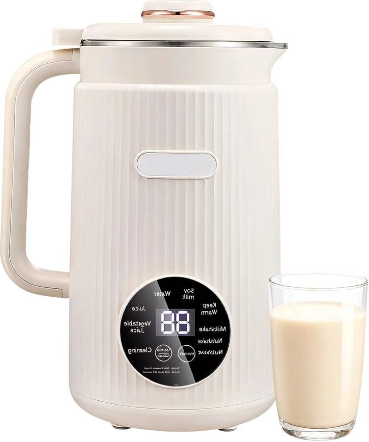 Allecto Sojamelkmachine Automatisch 12-uurs reservering Roestvrij staal Gezonde drankjes Sappen Geschikt voor thuisgebruik Zilver 150W 10-bladige technologie