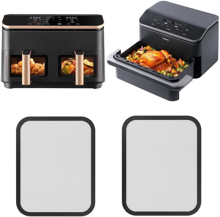 Allecto Stainless Steel Splash Guard Air Fryer Accessoire Veiligheid voor je keuken Staal Bescherming tegen spatten Geschikt voor Cosor