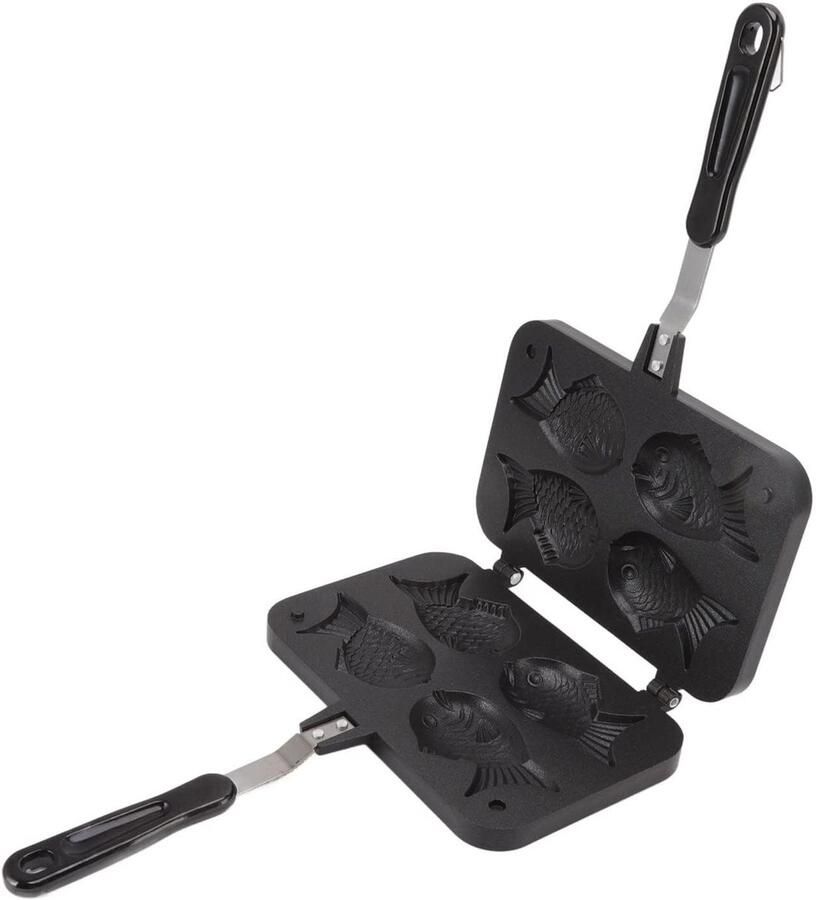 Allecto Taiyaki Frying Pan Visvormige Cake Maker Dubbelzijdige anti-aanbaklaag Aluminium Ideaal voor Taiyaki maken Geschikt voor gasfor