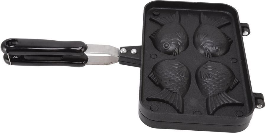 Allecto Taiyaki Maker Viswafelijzer Duurzaam en slijtvast Zwart Pannenkoekmaker Perfect voor desserts Geschikt voor gas