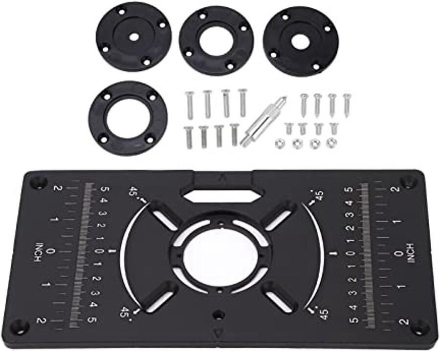 Allecto Universele freesmachine tafelplaat Freestafel inzetplaat Snijmachine flipover Zwart Freesplaat Voor precisiewerk Geschikt voo