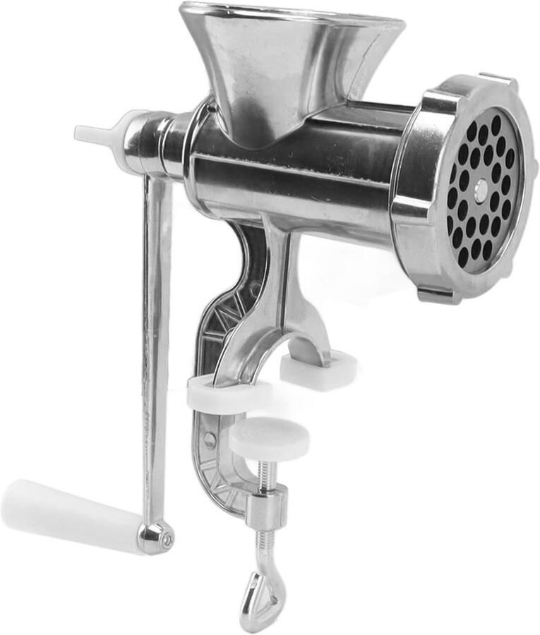 Allecto Vleesmolen Aluminium Handmatig Gehaktmolen Worstvuller Eenvoudig schoon te maken Vlees Worst Koekjes Zilverkleurig