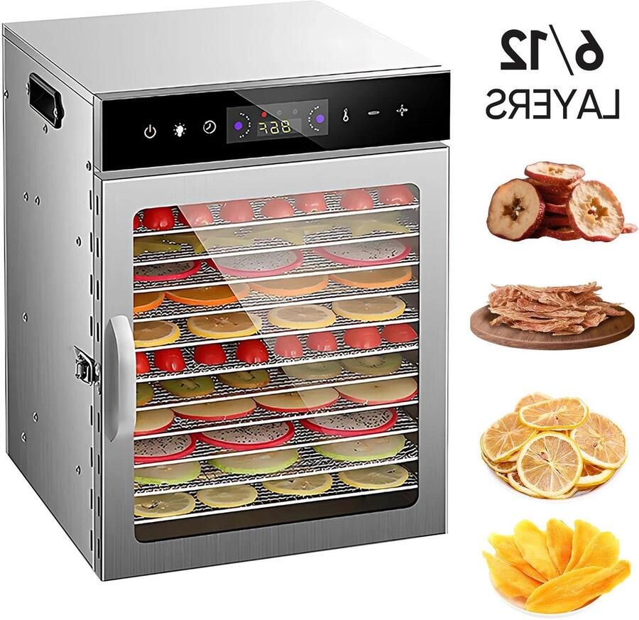 Allecto Voedseldroger Luchtgedroogd 800W Zelfgemaakt Huisdier Jerky AliExpress 6 Fruitdroogapparaat 6-12 lagen voedseldroger snack kruiden droger 800W droogmachine voor luchtgedroogde zelfgemaakte huisdier jerky