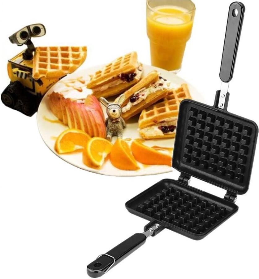Allecto Wafelmaker Non-Stick Wafel Bakvorm Duurzaam en Gebruiksvriendelijk 30 x 14.5 cm Geschikt voor Gasfornuis Eenvoudig te Reinigen