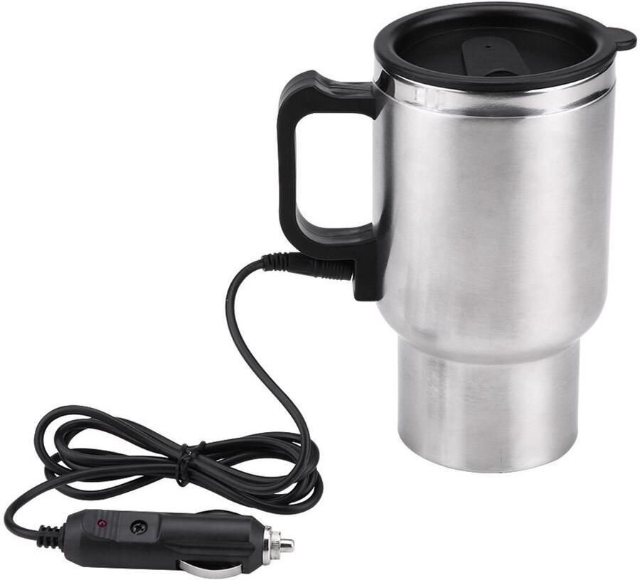 Allecto Waterkoker 12V RVS Reiswaterkoker 450ml Thee Koffie Auto Zilver