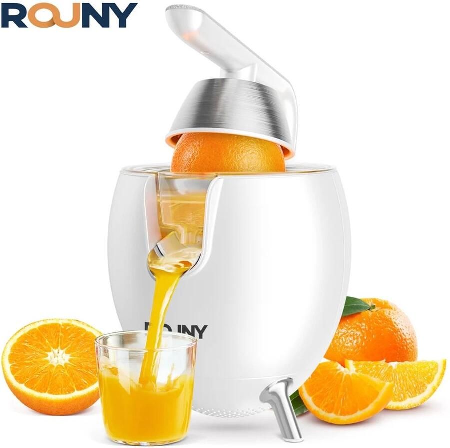 Allero Citruspers Citroenpers Juicer Sinaasappel Centrifuge Roestvrijstaal Wit 400 ML Stille Motor Opzetstukken