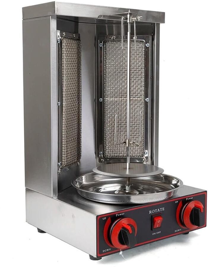 Allero Grill Elektrische Vlees Machine Döner Kebab Maker 3000W 220V RVS Zwart 360 Rotatie Vleesgrill Gas