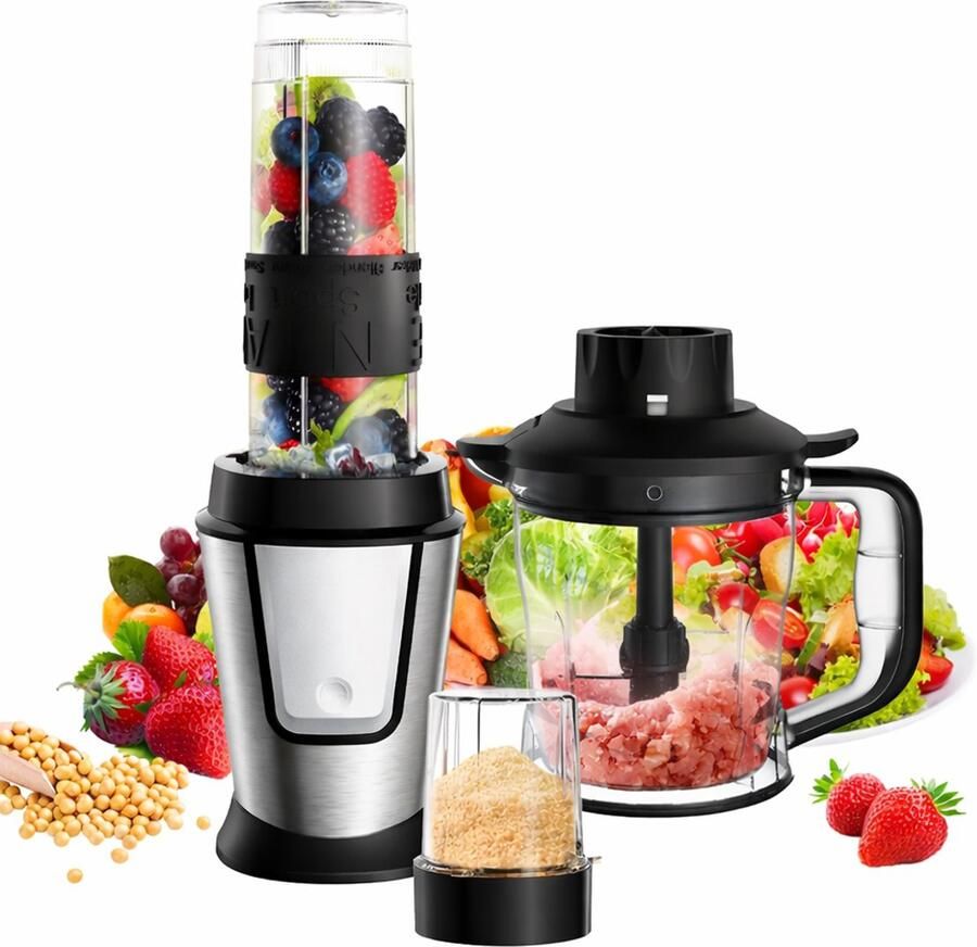 Allero Keukenmachine Multifunctionele Keukenmachine Hakmolen Blender Juicer Mixer 3-in-1 700W 1 2L Beker