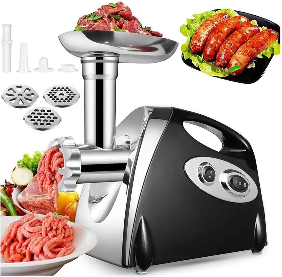 Allero Vleesmolen Gehaktmolen Elektrische Vleesmolen Multifunctioneel 2800W Chopper 3 Verschillende Snijplaten