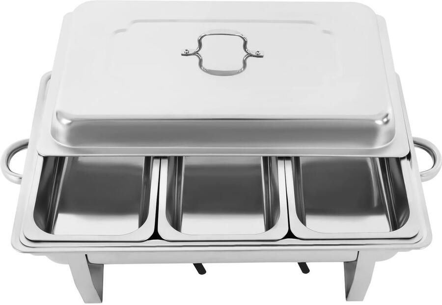 Allero Warmhoudplaat Buffetwarmer Warmhoudschalen 3 Compartimenten Roestvrijstaal Buffetschotel 3x 2 5 Liter
