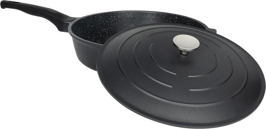 Alles-in-één Pan Koekenpan Wok Veelzijdig Koken Lichtgewicht Aluminium 32 cm Zwart