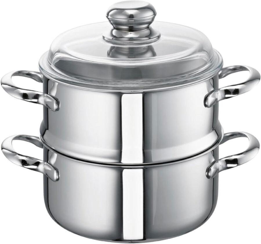 Allesdemper Kookpan Stoofpan Stomen Koken Energiebesparende koperen bodem 18 cm roestvrij staal