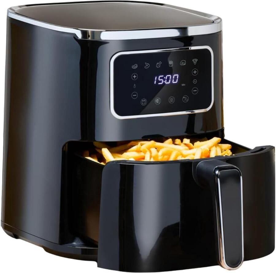 Alpina Airfryer 4.5L Heteluchtfriteuse 1-4 Personen Air Fryer met Digitaal Touchscreen Instelbare Temperatuur 80 tot 200 Graden Timer Functie Heteluchtoven 1450W
