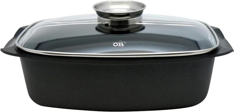 Alucast braadpan Gietaluminium pan Koken en braden PFAS vrije antiaanbaklaag 32 cm Zwart