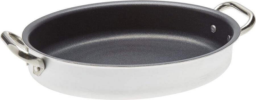 Aluminium Antiaanbaklaag Ovale Vispan 30 cm met 2 Handvatten