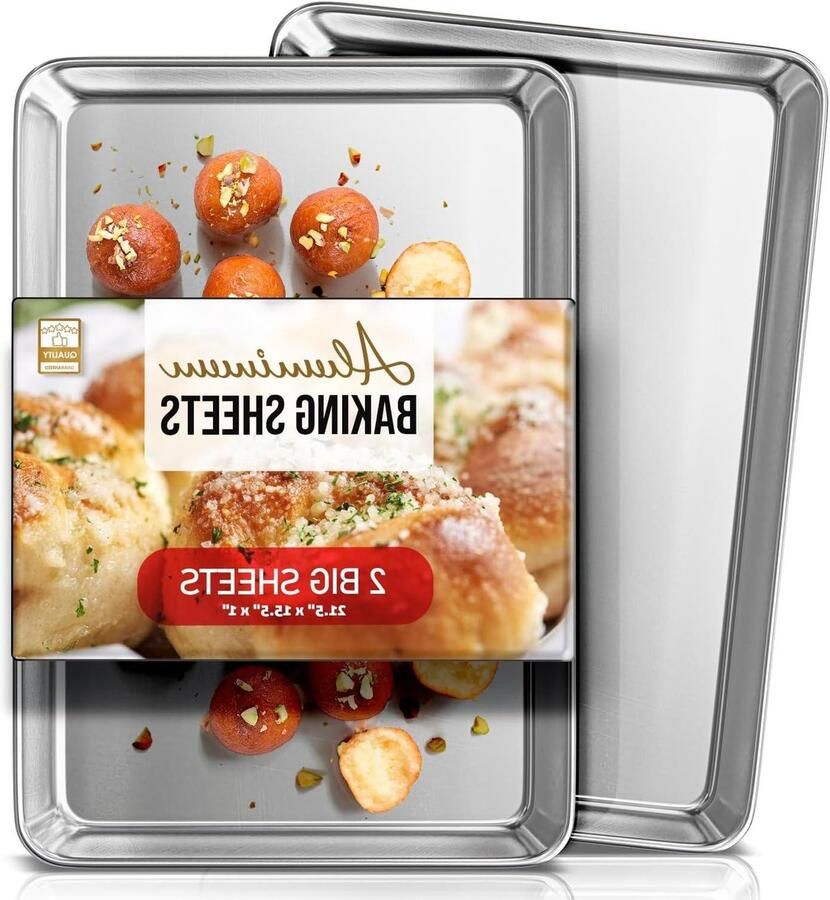 Aluminium Bakplaat Set Koekjesbladen Oven Bakken en Braden Gegalvaniseerde Stalen Velg 545 x 394 cm Zilver