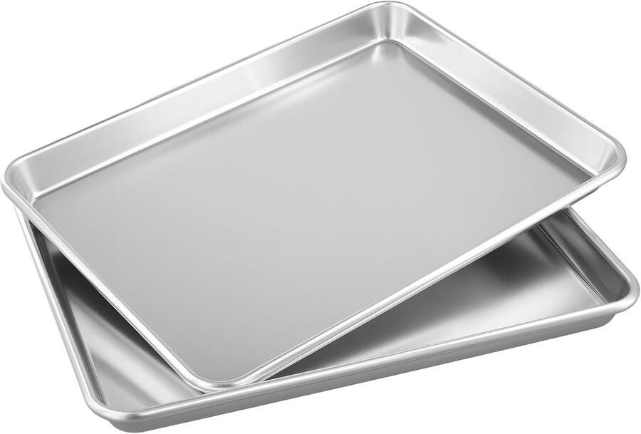 Aluminium bakplaat set van 2 stuks 33 x 24 3 x 2 5 cm ideaal voor koken roosteren en bakken