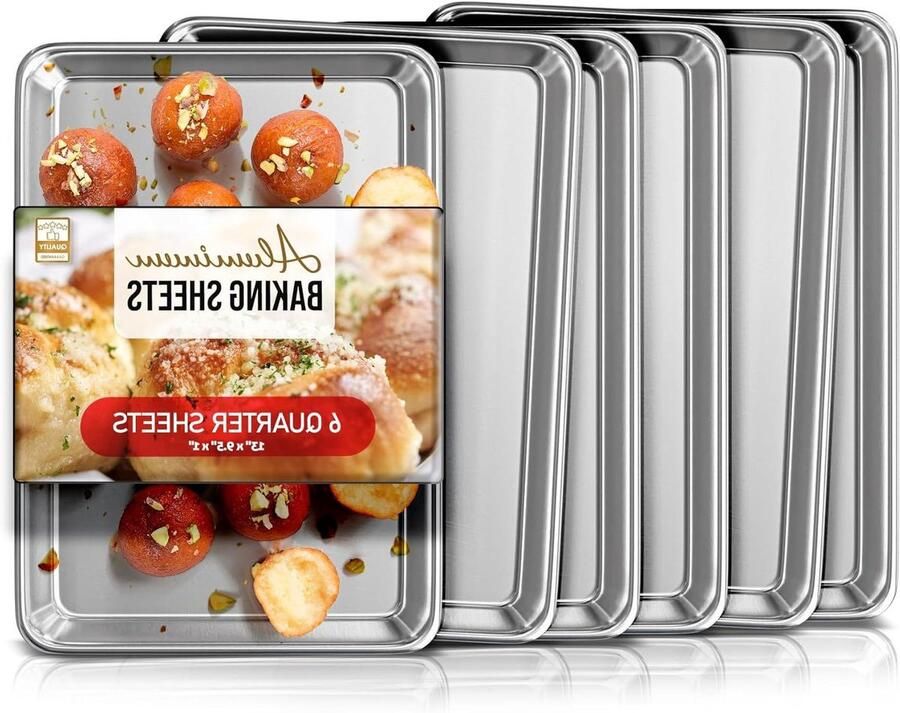 Aluminium Bakplaatset Koekjesbladen Oven Bakken Thuis Verstevigde Velg 33 cm Zilver