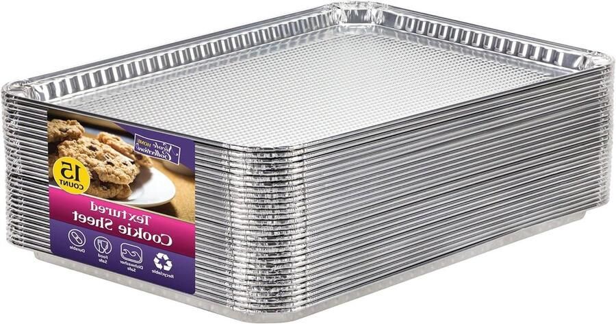 Aluminium Bakplaten Koekjes Vellen Bakken en Braden Getextureerd Oppervlak 15 Stuks Zilver