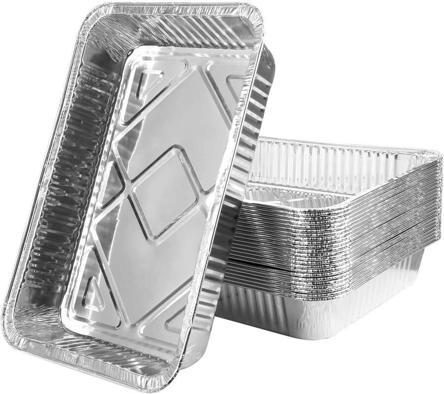 Aluminium Bakplaten Ovenbakvormen Wegwerp Bakken en Braden Hoge Temperatuurbestendigheid 31 x 21 x 5 cm Zilver