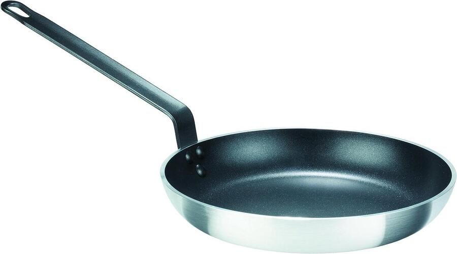 Aluminium Braadpan Gastro Pan Koken en Braden Energiebesparende Bodem 28 cm Zilver Zwart