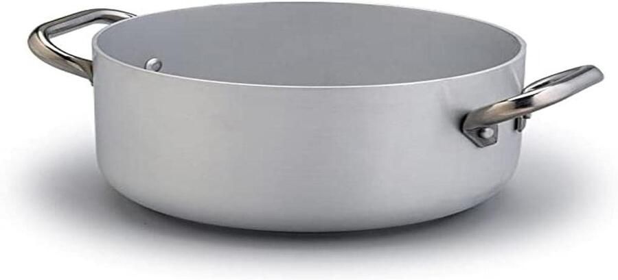 Aluminium Braadpan Hoge Pan Stoofpan Langzaam Koken Professioneel Aluminium 3mm 20 cm Zilver Zwart