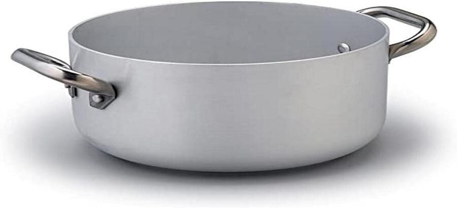 Aluminium Braadpan Hoog met Inductiebodem en Twee Handgrepen 28 cm