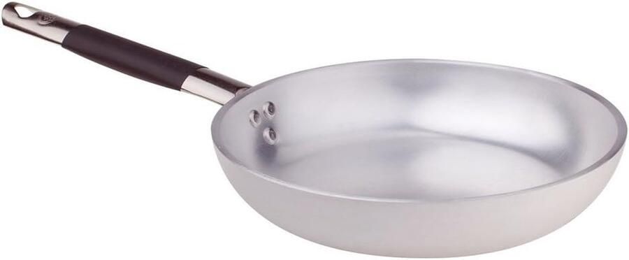 Aluminium Braadpan Kookpan Aluminium Pan Koken op Inductie Dikke Bodem 5mm 28 cm Diameter Zilver