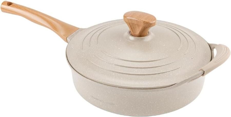 Aluminium Braadpan Kookpan Fornuispan Gezond Bakken Keramische Antiaanbaklaag 28 cm Beige