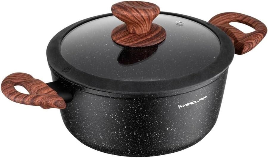 Aluminium Braadpan Kookpan Non-stick Gezond Koken Voor Alle Vuursoorten 20cm 2.1L Zwart