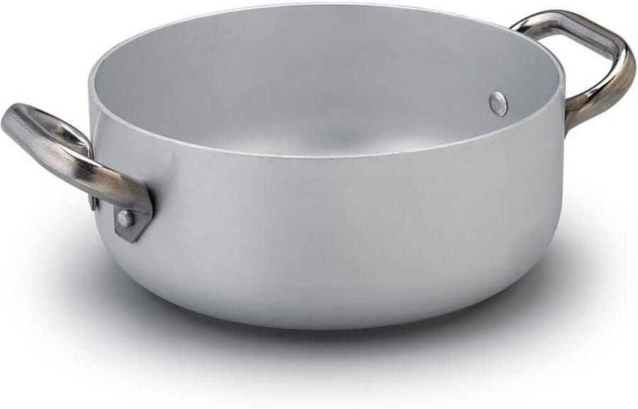 Aluminium Braadpan Lage pan Inductie koken 3mm dik 20 cm Grijs