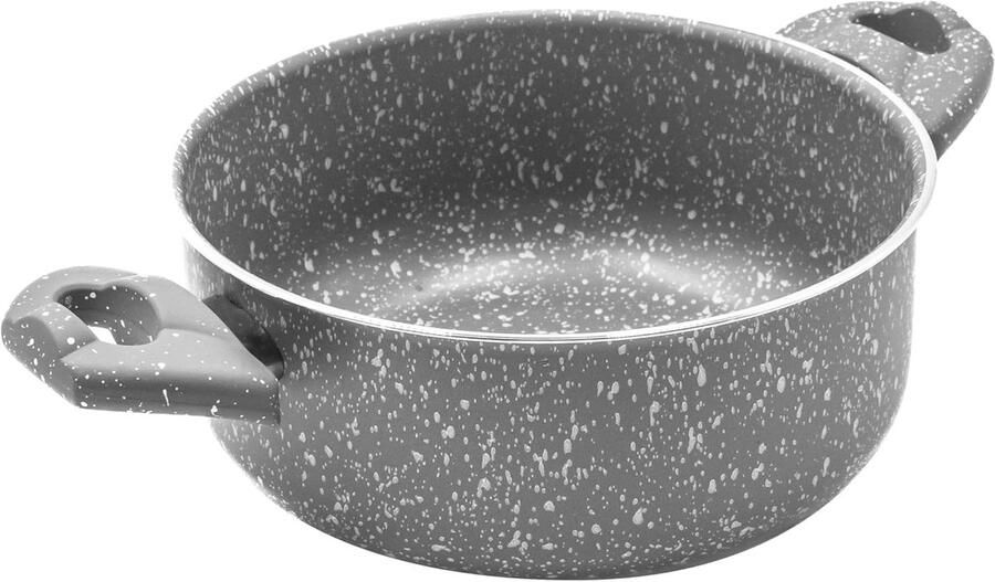 Aluminium Braadpan Steenlook Pan Dagelijks Koken Soft Touch Handgrepen 20 cm Diameter Grijs