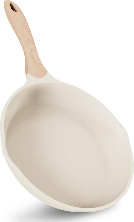Aluminium Casserole Koekenpan Non-stick Koken en Bakken 5-laags Anti-aanbaklaag 32 cm Beige