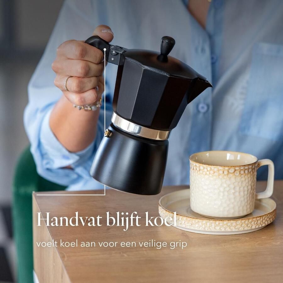 Aluminium Espressomaker voor 6 Kopjes Italiaanse Espresso op Gas Keramisch of Elektrisch Fornuis - Foto 2