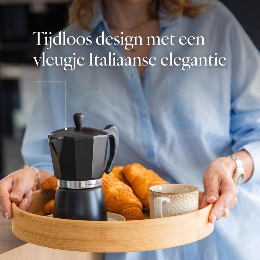 Aluminium Espressomaker voor 6 Kopjes Italiaanse Espresso op Gas Keramisch of Elektrisch Fornuis - Foto 2