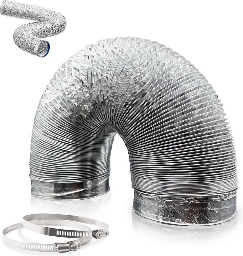 Aluminium flexibele slang Ø 150 mm 3 meter lengte ventilatie afvoerslang AC ontluchting badkamer hydrocultuur afzuigkap