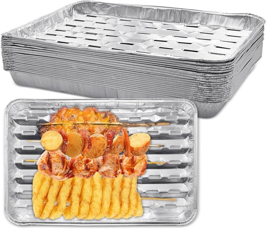 Aluminium Grill Pannen BBQ Bakplaten Barbecue Gemak Met Afvoergaatjes 20 Stuks Zilver