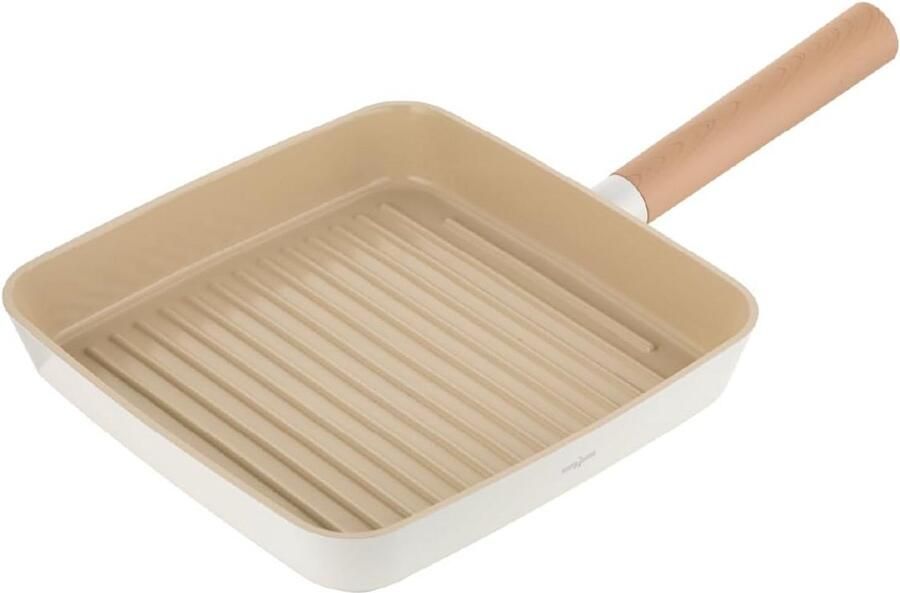 Aluminium Grillpan 26x26 cm met Krasbestendige Keramische Coating Geschikt voor Inductie