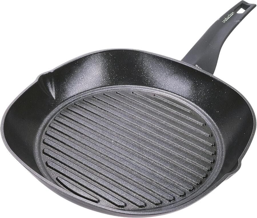 Aluminium Grillpan 28 cm Zwart met Revolutionaire Anti-Aanbaklaag
